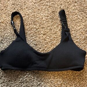 Black Ribbed Women's Swim Top